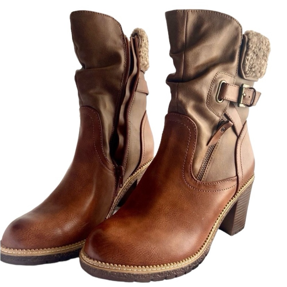 Zigi Soho Annlie mid-calf zip and buckle brown boots size 8 1/2​​